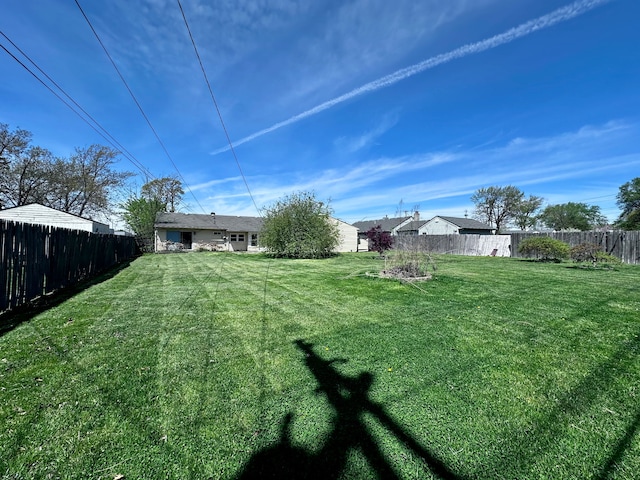 view of yard featuring a fenced backyard
