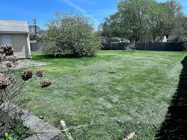 view of yard featuring a fenced backyard