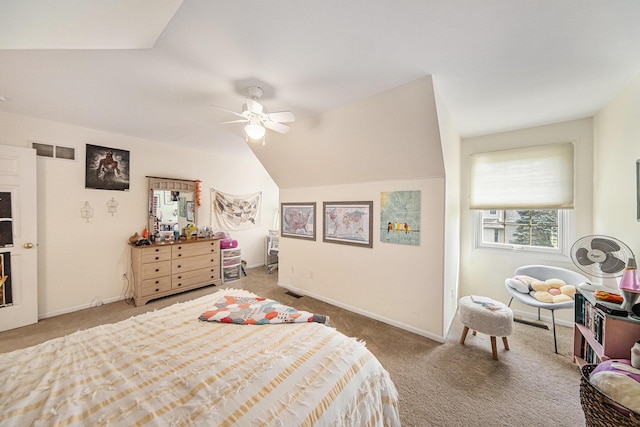 bedroom featuring carpet floors, baseboards, and visible vents