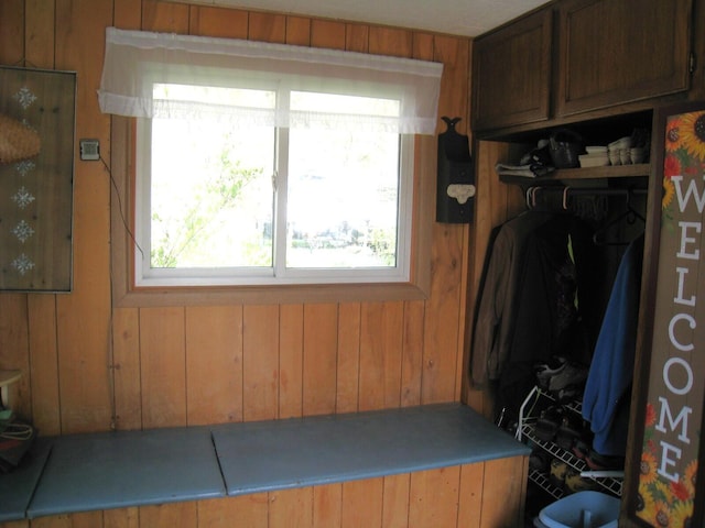 interior space with wood walls