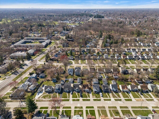 bird's eye view with a residential view