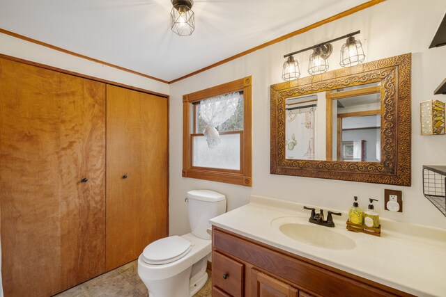 4824 Little Cedar Creek Dr, Attica, MI 48412 - bathroom with toilet, vanity, and crown molding