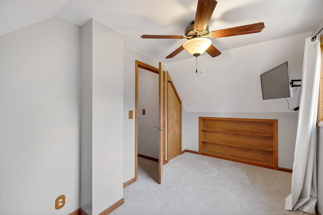 4824 Little Cedar Creek Dr, Attica, MI 48412 - additional living space with vaulted ceiling, carpet, ceiling fan, and baseboards