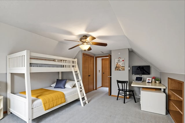 4824 Little Cedar Creek Dr, Attica, MI 48412 - bedroom featuring lofted ceiling, carpet floors, and a ceiling fan