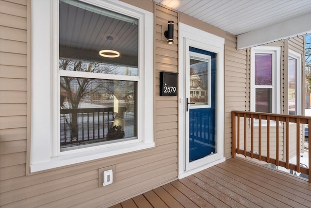 wooden terrace with covered porch
