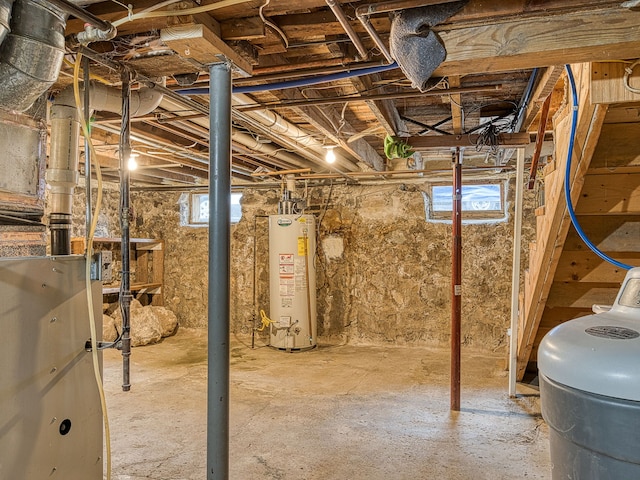 below grade area with gas water heater