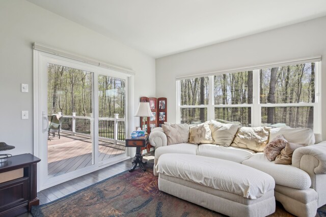 living area featuring wood finished floors