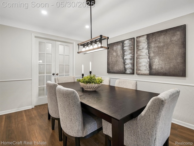 3930 Harris Ln, West Bloomfield, MI 48323 - dining room featuring wood finished floors, french doors, baseboards, and recessed lighting