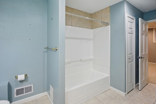 full bathroom featuring tub / shower combination, baseboards, tile patterned flooring, and visible vents