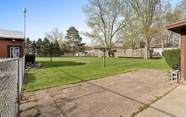 view of yard with a patio and fence private yard