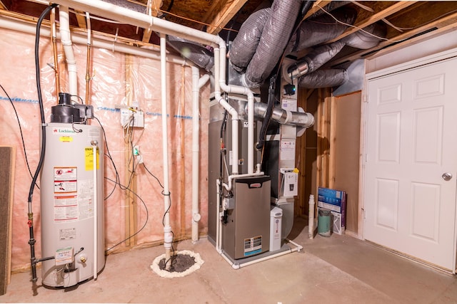 utilities featuring heating unit and gas water heater