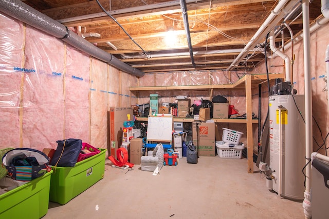 unfinished below grade area featuring gas water heater