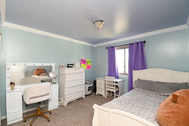 51466 Promenade Ln, New Baltimore, MI 48047 - bedroom featuring carpet, ornamental molding, and a desk