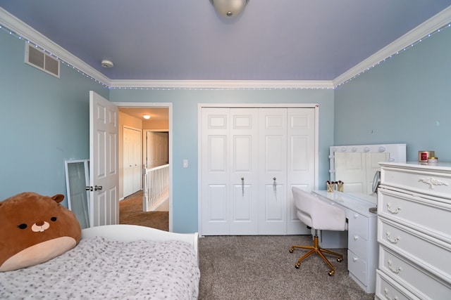 51466 Promenade Ln, New Baltimore, MI 48047 - bedroom with carpet floors, crown molding, and a closet