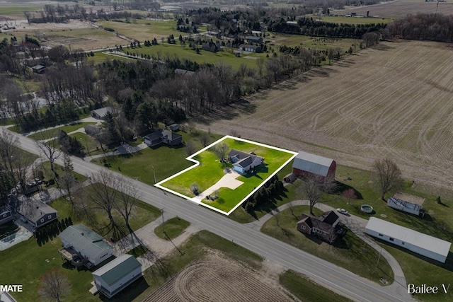 drone / aerial view with a rural view