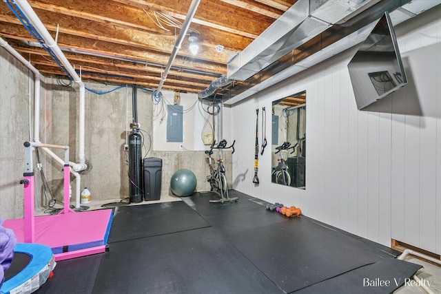 exercise area with electric panel