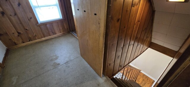 room details featuring wood walls