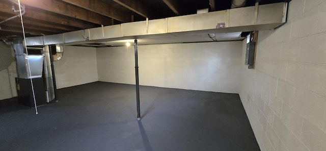 basement with heating unit