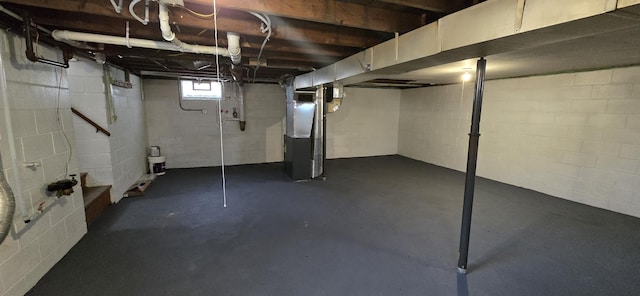 basement with heating unit