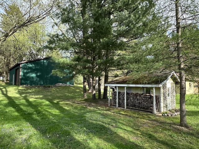 view of yard featuring an outdoor structure