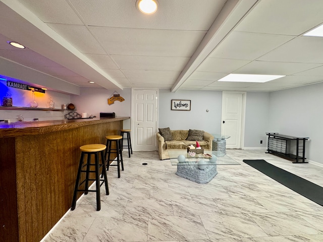 2361 Montroyal Ave, Waterford, MI 48328 - living area with marble finish floor and bar
