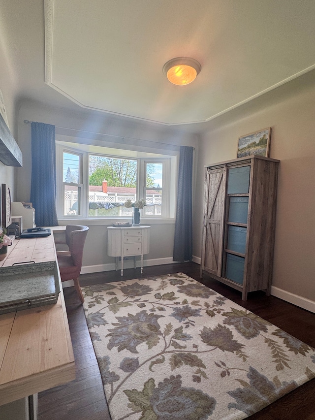 office featuring baseboards, plenty of natural light, and wood finished floors