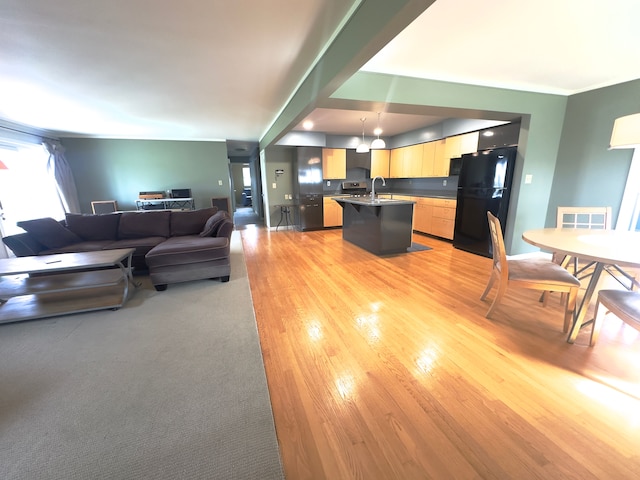 living area with light wood-type flooring
