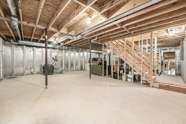 view of unfinished basement