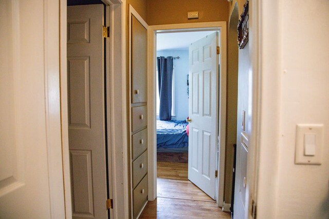 hall featuring light wood-type flooring