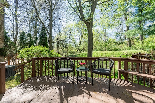 wooden terrace with cooling unit