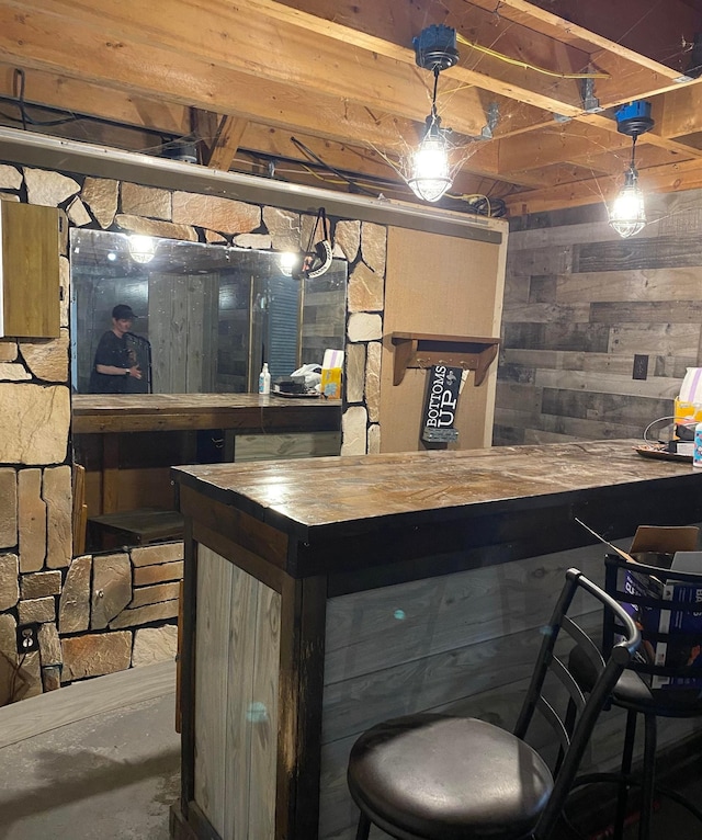 bar with wood walls
