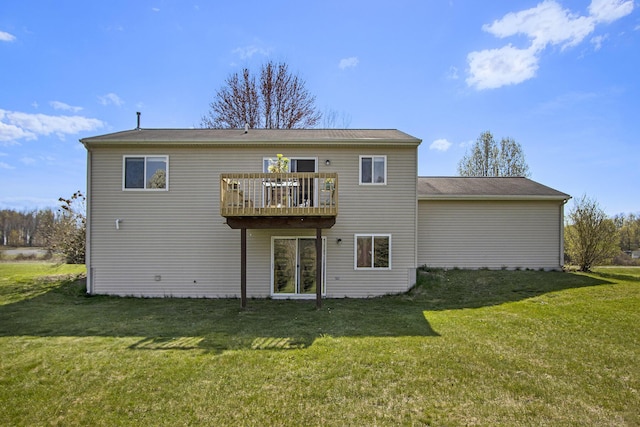 1077 Sun Valley Ln, Allegan, MI 49010 - back of house with a lawn and a wooden deck