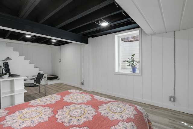 bedroom featuring light wood-style floors