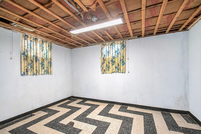 view of finished basement