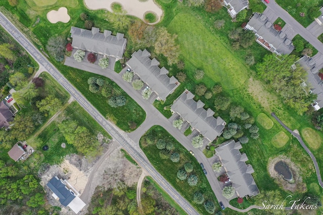 drone / aerial view with a residential view