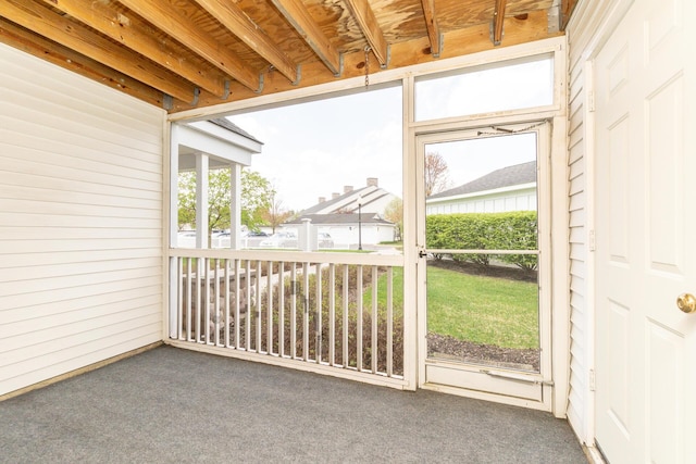 view of unfurnished sunroom