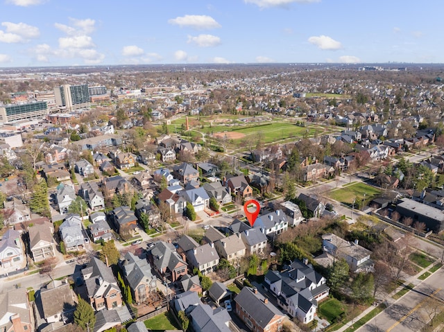 aerial view with a residential view