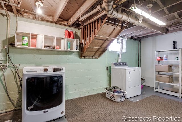 laundry area featuring laundry area and separate washer and dryer