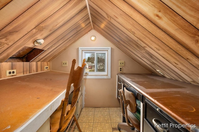 view of unfinished attic