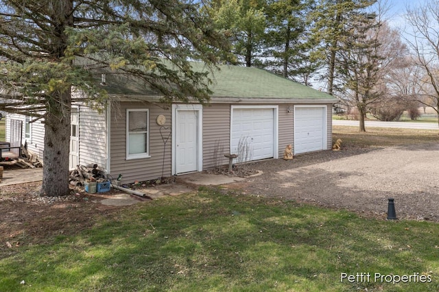view of detached garage