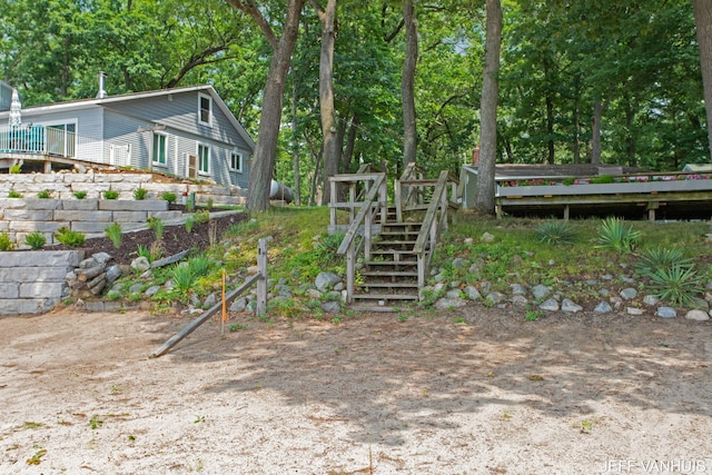 view of yard with stairway
