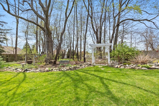 view of yard featuring fence
