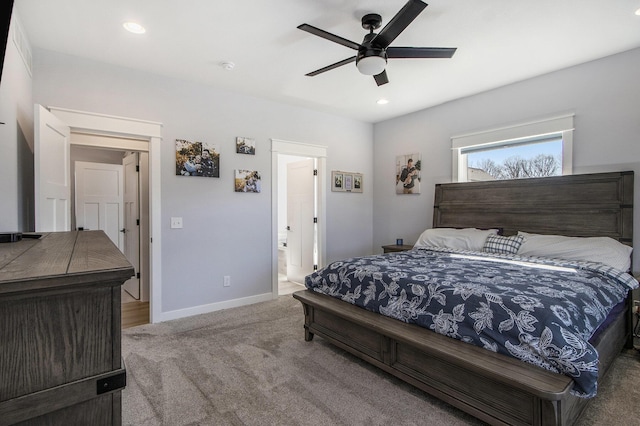 46140 Finch St, Mattawan, MI 49071 - bedroom with recessed lighting, carpet flooring, baseboards, and a ceiling fan