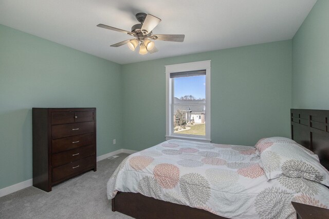 46140 Finch St, Mattawan, MI 49071 - bedroom with light colored carpet, baseboards, and ceiling fan
