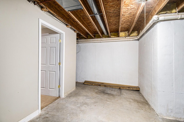 view of unfinished basement