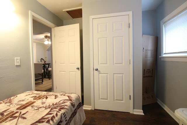 bedroom featuring dark wood-style floors