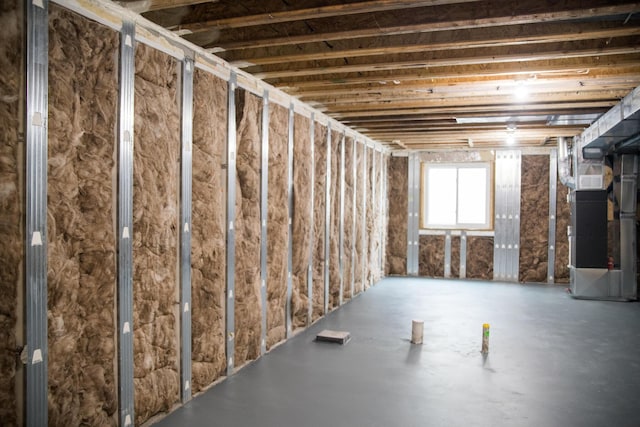 basement with heating unit