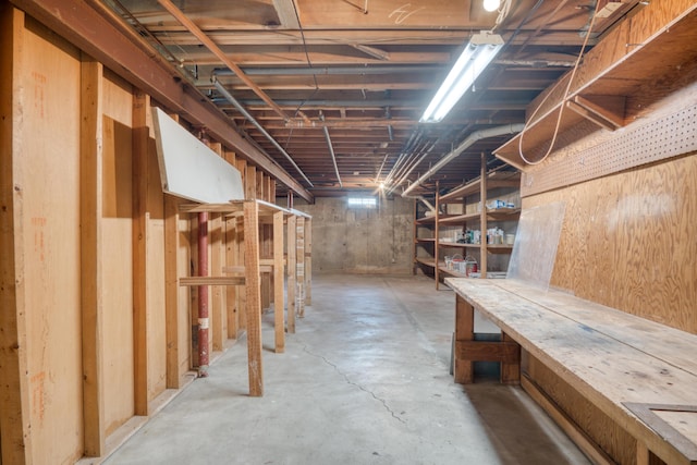 view of unfinished basement
