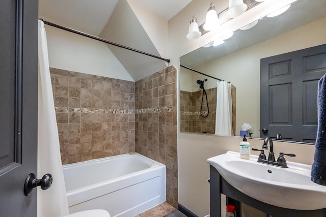 bathroom with a sink and shower / bath combo