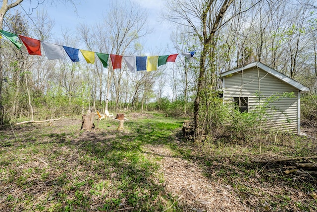 view of yard with an outdoor structure